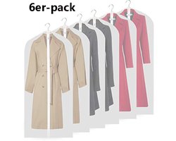 Gigicial Lange Trouwjurk - Kledinghoezen Voor Het Ophangen Van Kleding - Extra Lang 60 Cm * 140 Cm Ademend & Stofdicht - 6 Stuks - Voor Bruiden/Galajurken/Wit