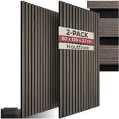 tectake® Akoestische Panelen - Set van 2 - Akoestisch Wandpaneel - 60 x 120 cm - 1,44 m² - Wandpanelen met Aanpasbare Grootte - Lattenwand van MDF en Houtfineer - Geluidsisolatie - Stijlvolle Wanddecoratie - Eenvoudige Montage - Eiken Grijs