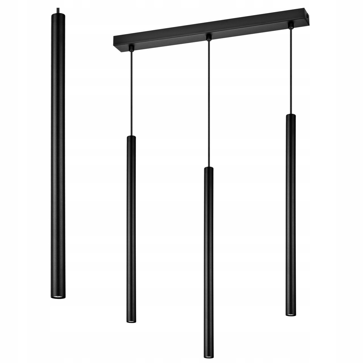Selene zwarte LED hanglamp buizen boven tafel - loft stijl