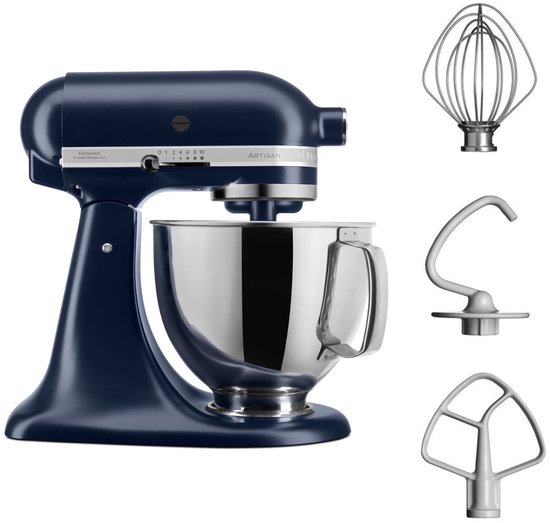 KitchenAid Artisan 5KSM125EIB - Keukenmachine - 4,8L - Inktblauw - 3 menghaken