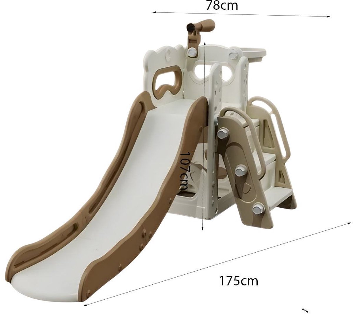 Speeltoestel Toren 3 in 1 Crème/Bruin met glijbaan voor binnen en buiten in de tuin - Peuter - Kleuter — afbeelding 2