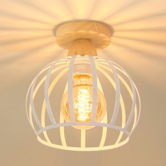 Industriële verlichtingsophanging, vintage plafondverlichting in zwart houten hout, 4