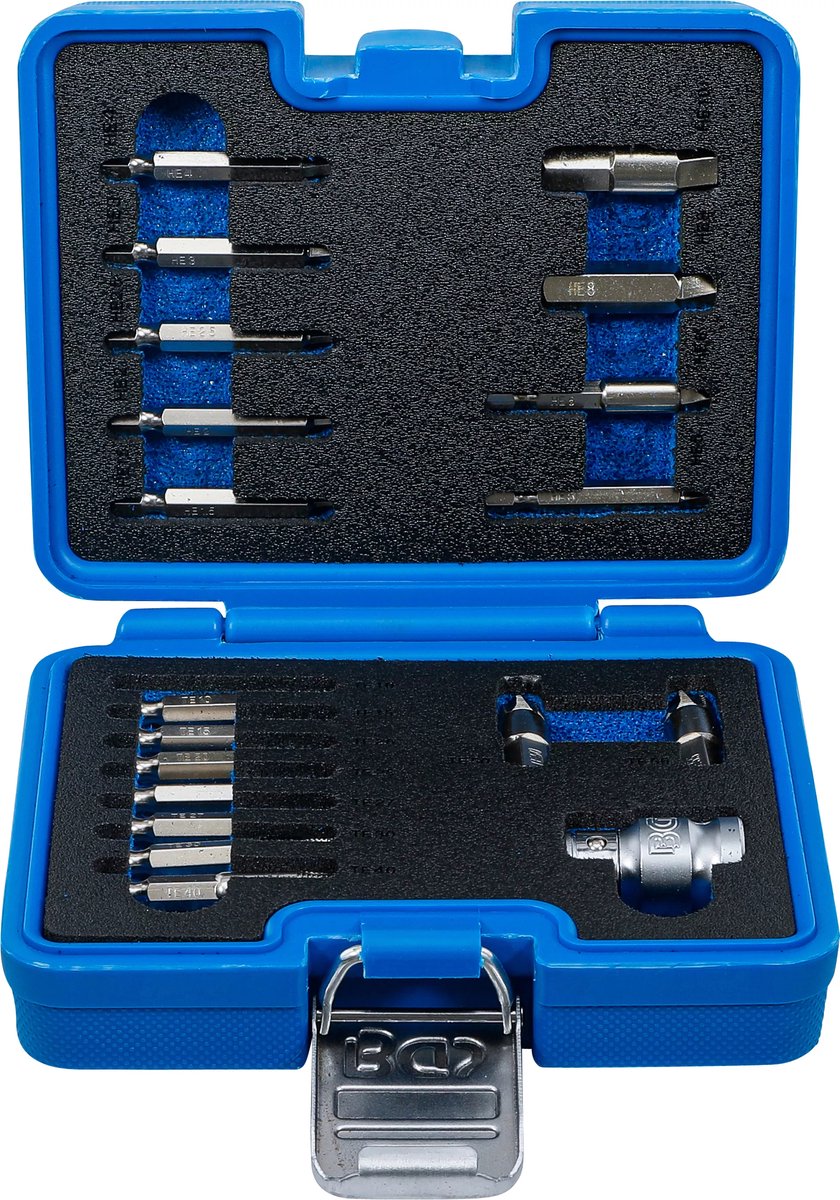 BGS Schroeven uitdraaiset - voor binnenzeskant 1,5 - 10 mm / Torx - T10 - T55 - 19 delig