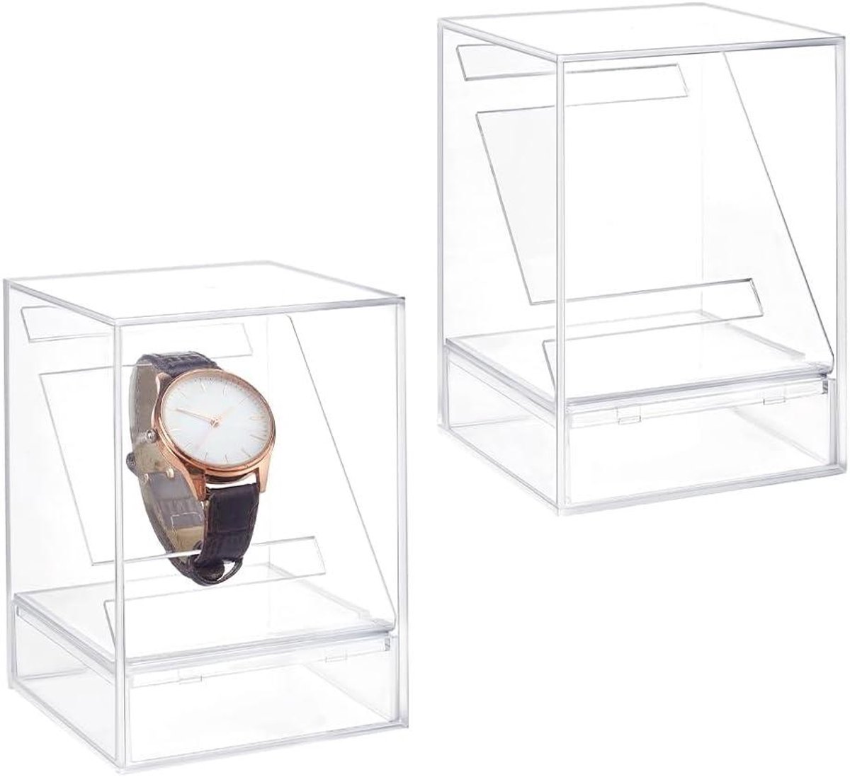 TTGoods - Horloge Display Stand Dozen 2-Pack, Acryl Horloge Houder Case, Sieraden Organizer voor Mannen en Vrouwen