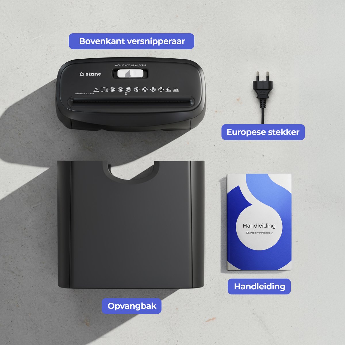 Stane Papierversnipperaar – Papiervernietiger voor Thuis en Kantoor – Shredder Vernietigt Creditcard - Versnipper 6 A4 Vellen in 1 Keer – 10L OpvangBak - Zwart thumbnail 7
