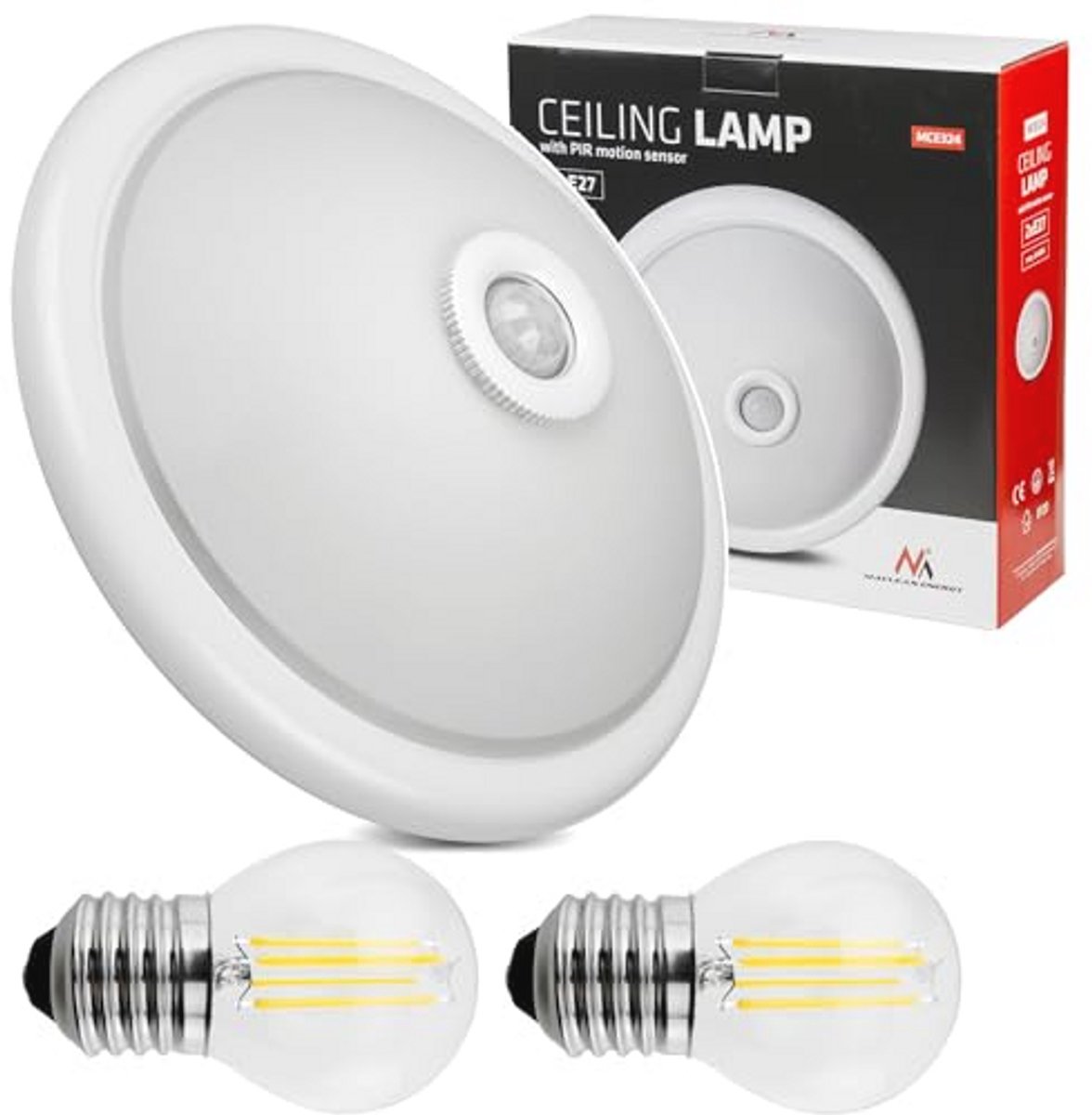 Plafondlamp met Bewegingssensor en Schemersensor - 360° E27 verlichting voor Binnen