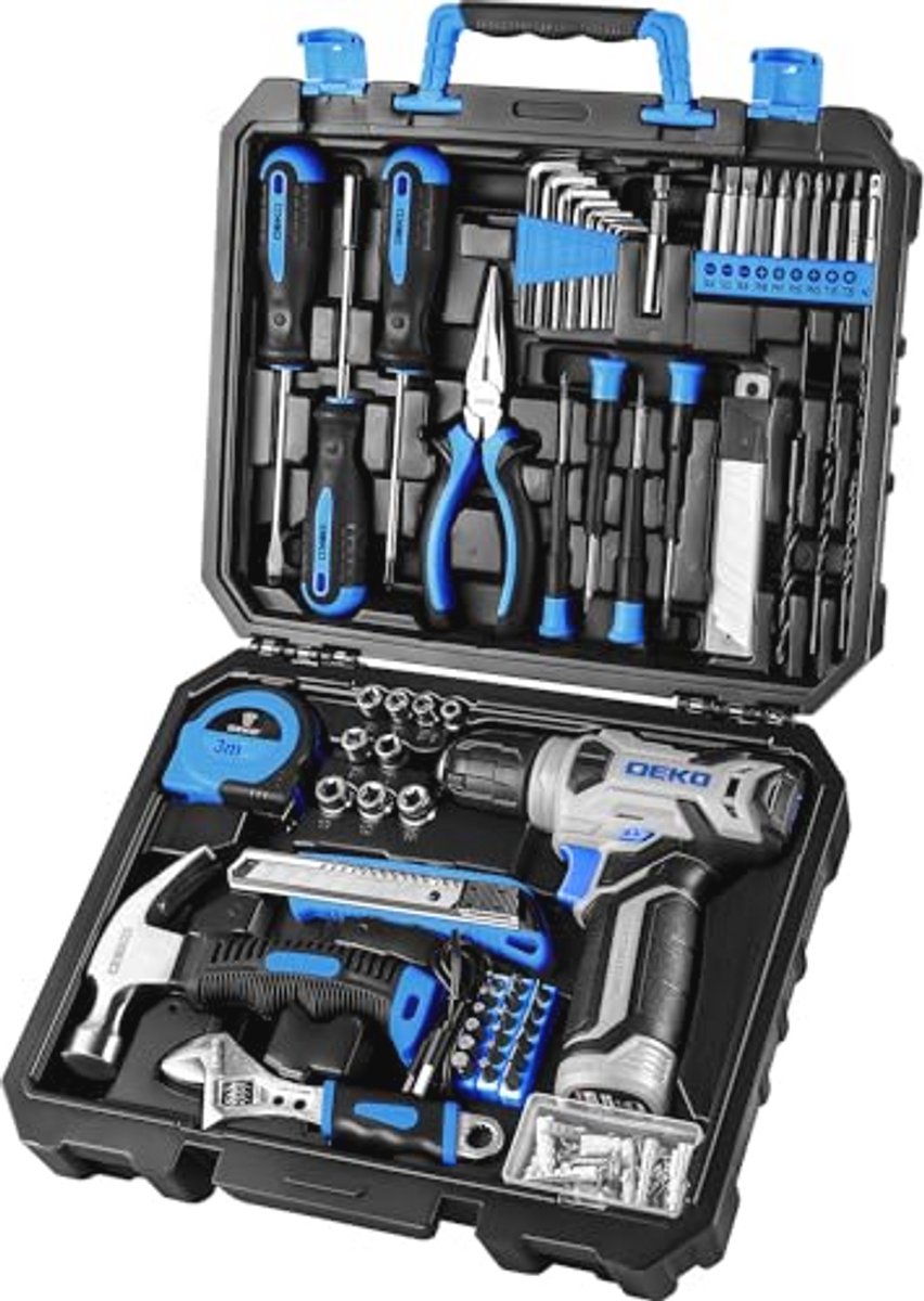 8V Draadloze Multifunctionele Boor en Schroevendraaier Set - 126 Stuk Gereedschapsset voor Onderhoud en Reparatie