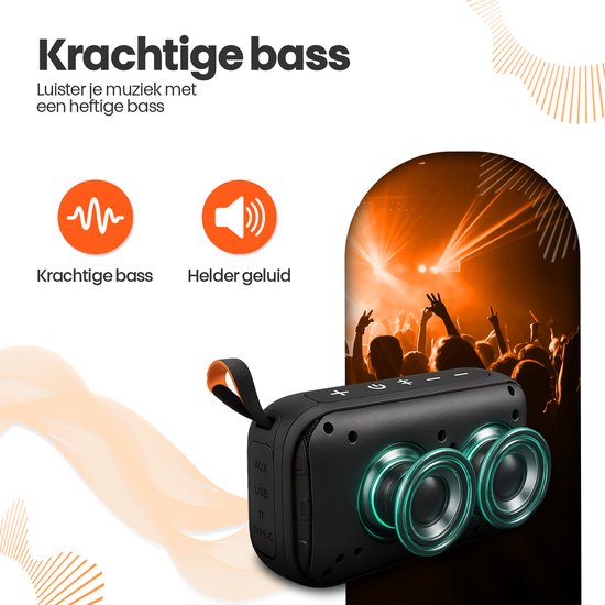 Xssive BSP21 Draadloze Bluetooth Speaker - Compacte Stereo Speaker - 8W - Met RGB verlichting - USB/SD/FM-Radio - Draagbaar - Zwart van Merkloos — afbeelding 3