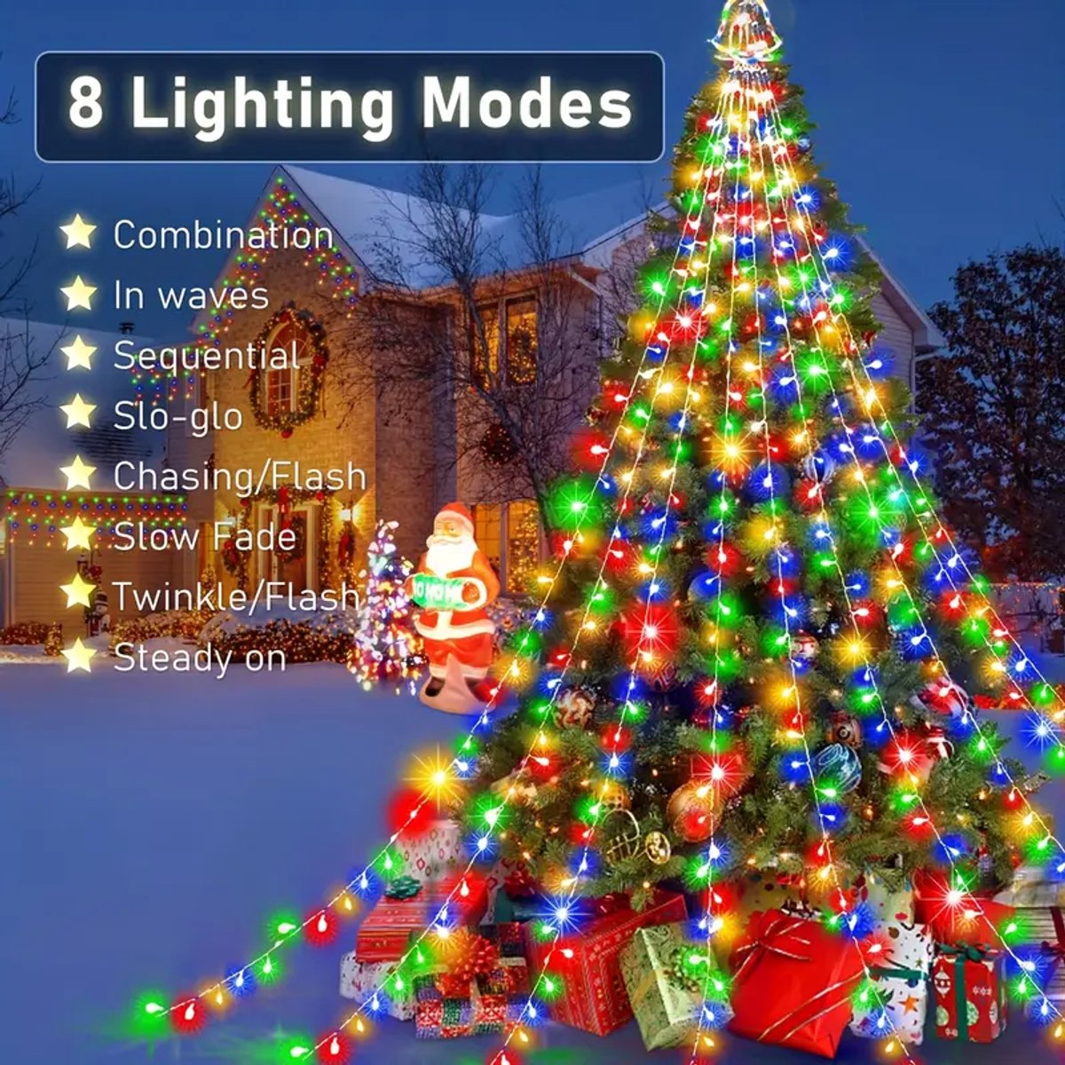Kerstboom Waterfall Licht 3.2m Buiten Slinger Licht 8 Modi Raam Gordijn Icicle Lic – foto 3