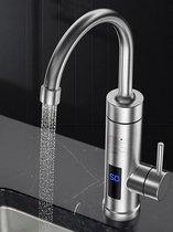Elektrische kraan voor directe waterverwarmer van roestvrij staal, 3000 W warme en koude kraan, led-thermometer, warmwaterkraan voor keukenspoelbak, 360 graden draaibare kraan