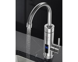 Elektrische kraan voor directe waterverwarmer van roestvrij staal, 3000 W warme en koude kraan, led-thermometer, warmwaterkraan voor keukenspoelbak, 360 graden draaibare kraan