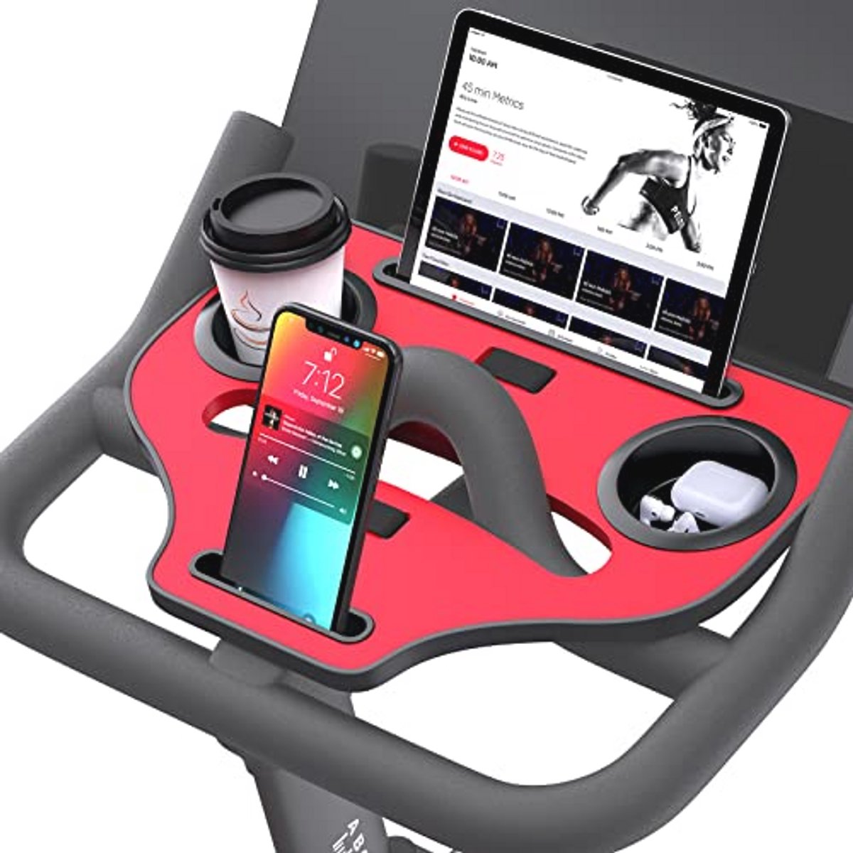 Ergonomische Bureaubevestiging voor Pelotonfiets - Ladehouder voor Telefoon, Tablet en Beker