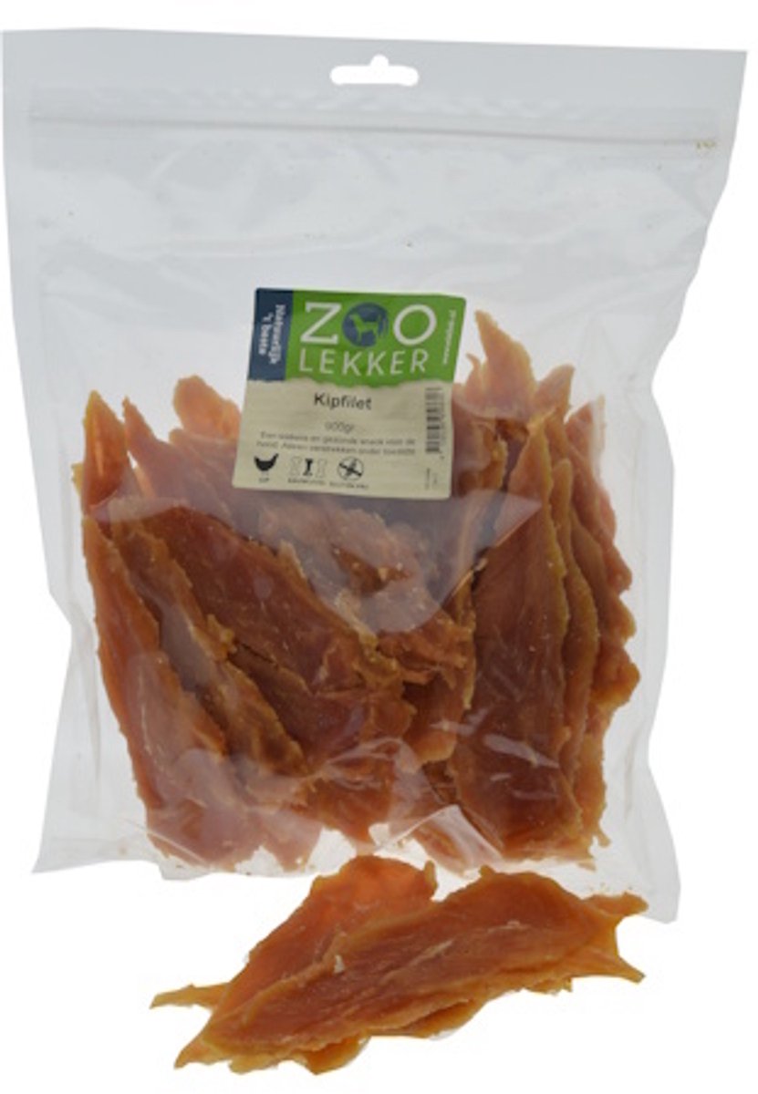 Zoolekker Kipfilet hondensnack - natuurlijke gedroogde kip voor honden 900 Gram