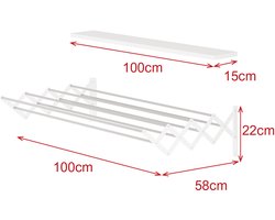 LUNOR - Akkoordeon Wasrek - Uittrekbaar - 100 cm - Wandmontage - Wit