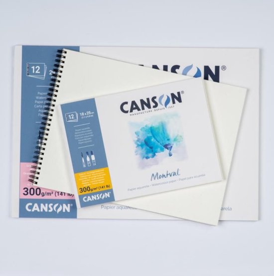 Bloc aquarelle CANSON Montval 210 x 297 mm, 300 g/m², 12 feuilles