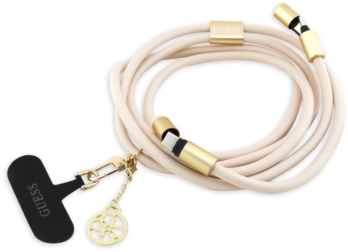 Guess Cords & Straps - Crossbody Koord Beige - Inclusief oplaadkabel - 4G Charm
