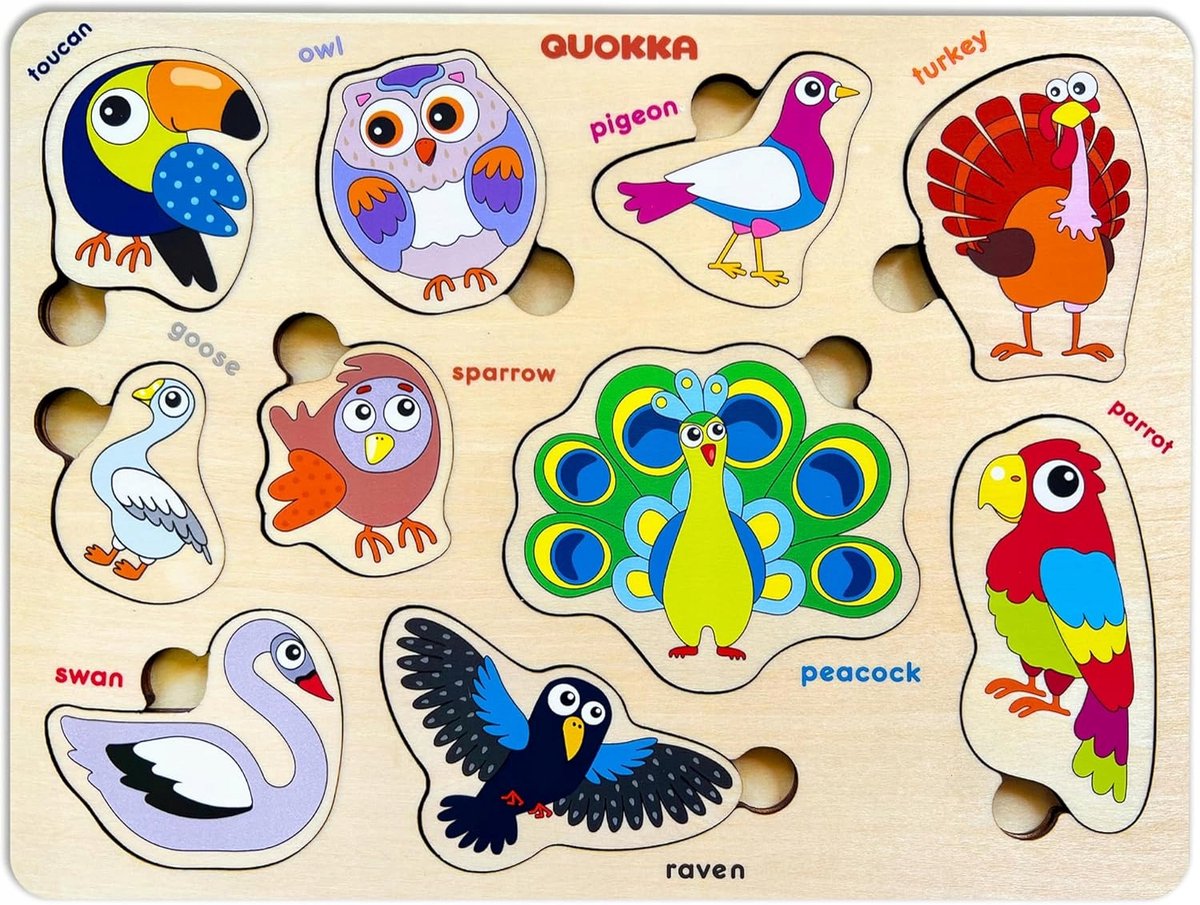 Houten Puzzels Vogels Leren - Educatief Speelgoed voor Peuters