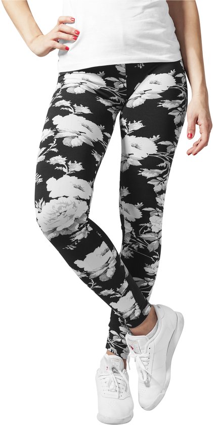 Legging Urban Classics -S- Flower Graphic Noir / Blanc