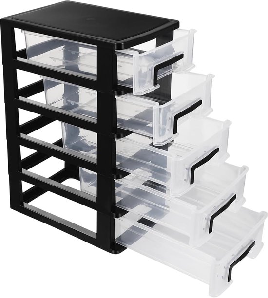 5 Drawer Desktop Storage Organizer - Clear Small Drawer - Desktop ...