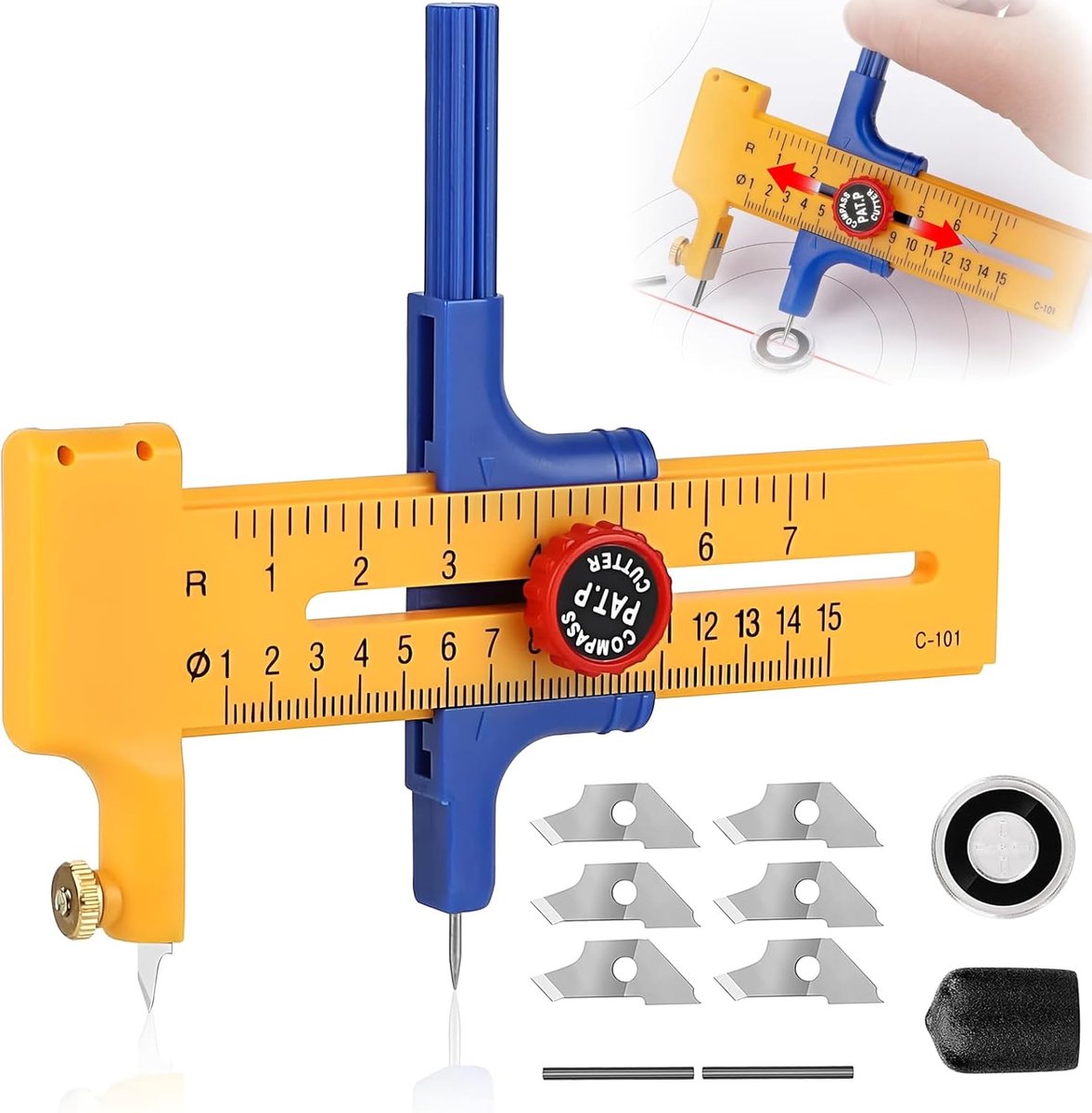 Cirkel Snijder voor 1-15 cm - Cirkel Snijder voor Papier - Snijden van Papier, Karton, Leer