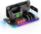 Transnovo All-in-one oplaadstation geschikt voor Nintendo Switch 2 | RGB LED verlichtingen en smart AI chip ingebouwd | Switch-controllers Joy con docking station | 9 games slots & Pro controller dock | Incl. USB C kabel charger | Console accessoires