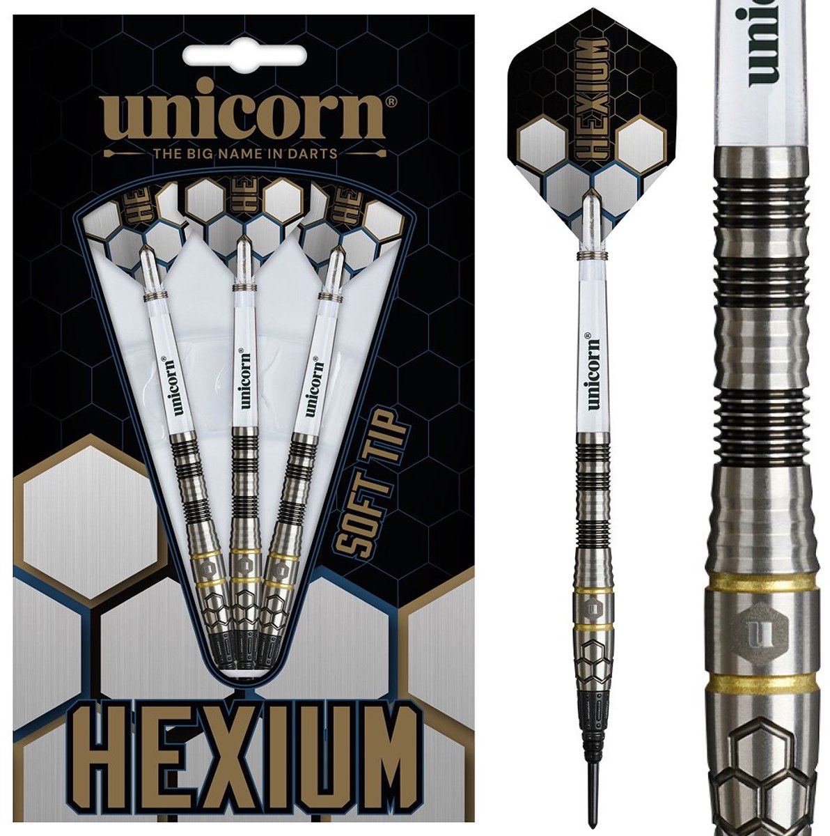 Unicorn Hexium 1 Black Gold 90% - Soft Tip Darts
