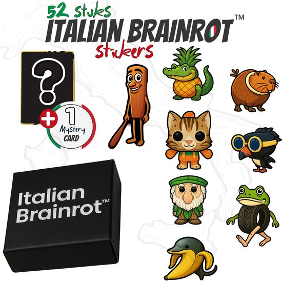 Italian Brainrot™ Stickers - 52 Stuks (+1 Brainrot Kaart) - Brainrot ...