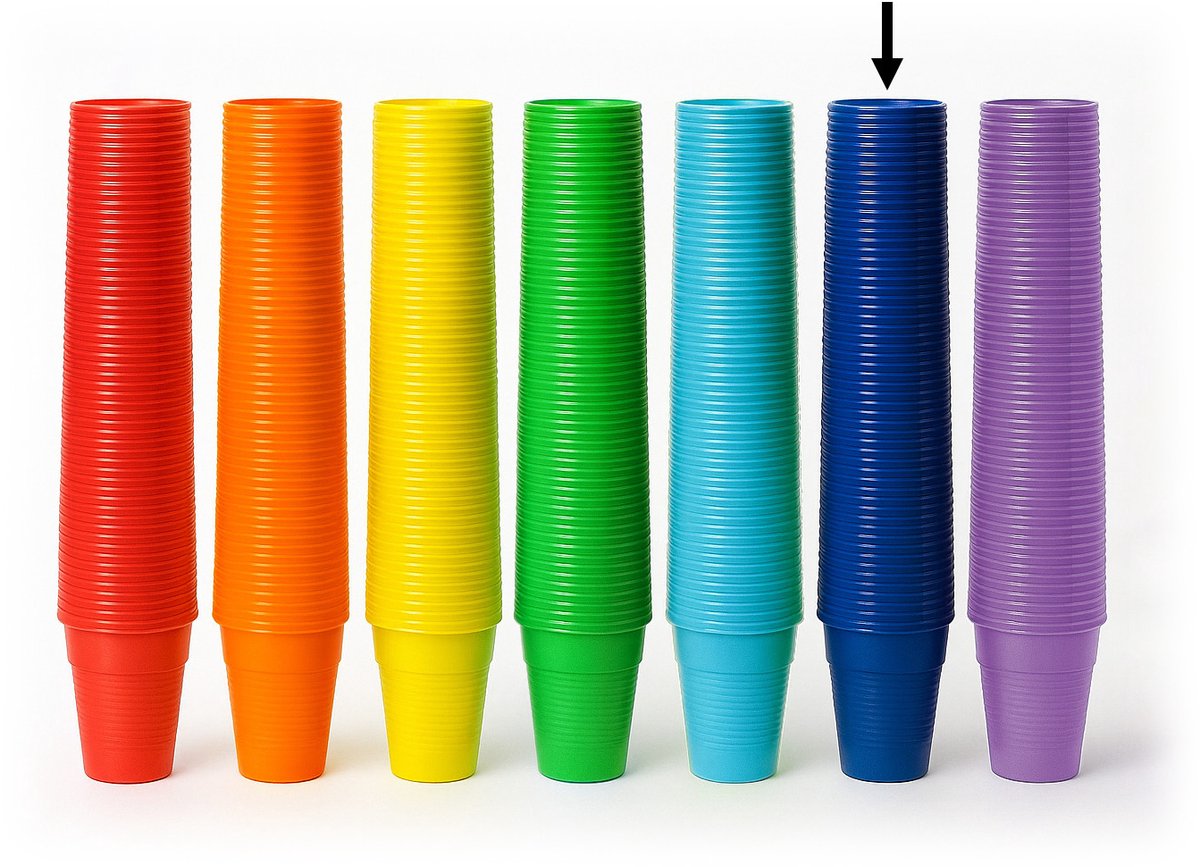 Set van 100 gekleurde feestbekers (donkerblauw)