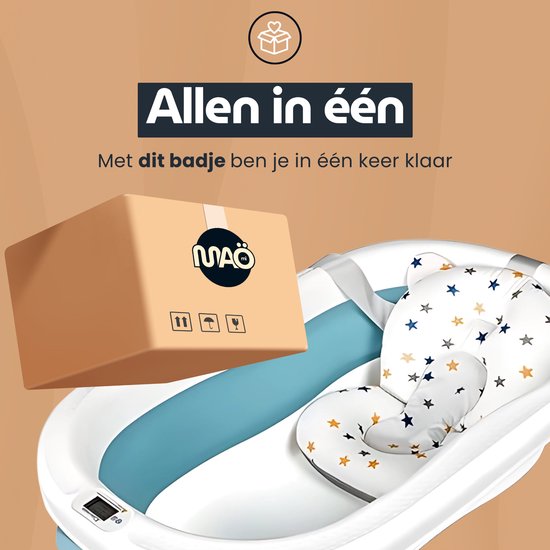 Maomi™ Opvouwbaar Babybad met Thermometer & Badkussen - 84CM - Peuterbadje - Babybadje- Babyspullen - Babybadje met standaard - baby bad - Kinderbadje - Babyspullen - Baby bad set van Maomi™ — afbeelding 4