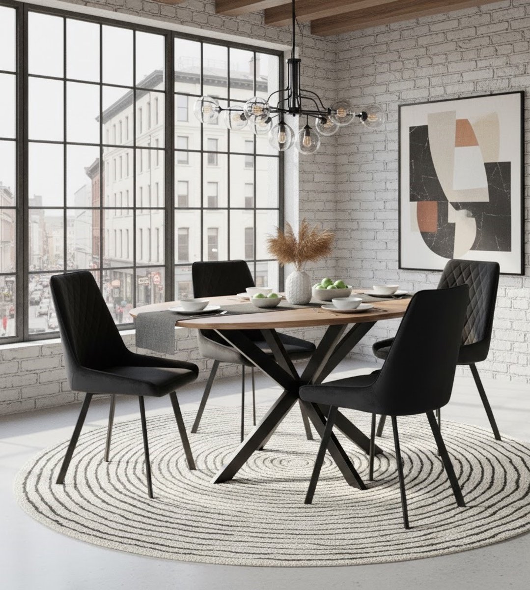 Ovalen Eettafel Julia – 160 - – 160 cm – Mangohout - Medahomestore