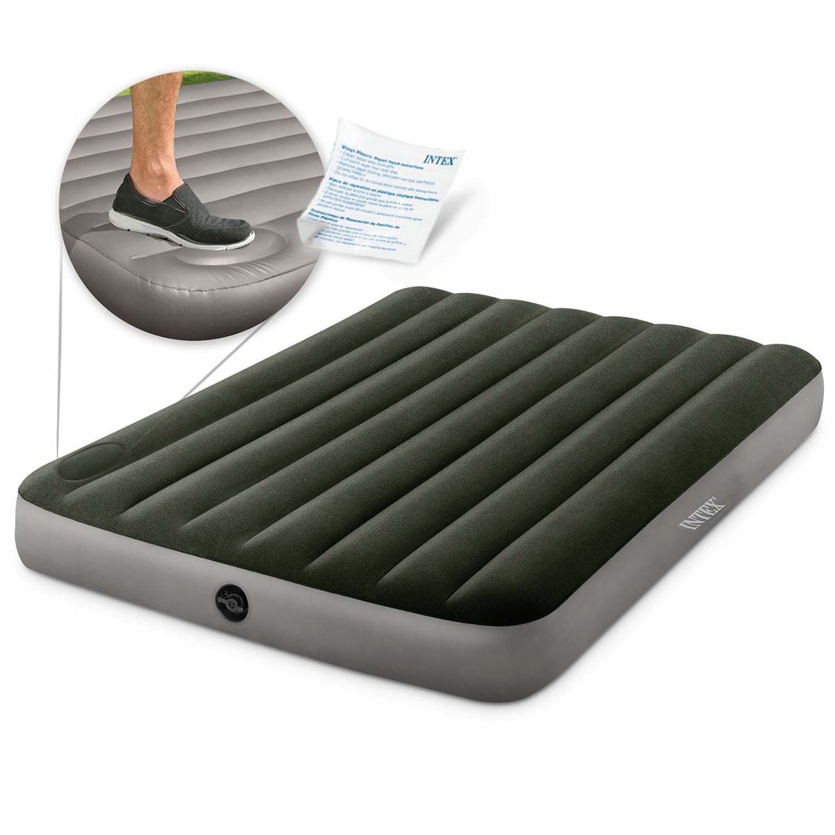 Intex Dubbel Luchtbed 191x137x25cm met Ingebouwde Voetpomp