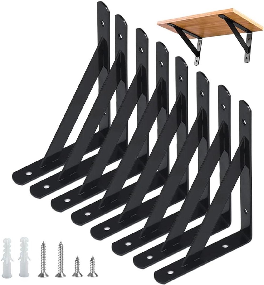 CSGoods - Metalen wandgemonteerde L-beugels voor planken 150 x 95 x 2 mm - Set van drijvende roestvrijstalen plankbeugels.
