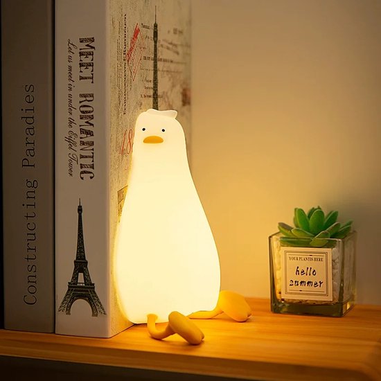 Eend Siliconen Nachtlamp - Zachte Baby Nachtlamp voor Slapen & Borstvoeding - Perfect Kraamcadeau - Tik & Knijp Bedieningsfunctie van Eend — afbeelding 5