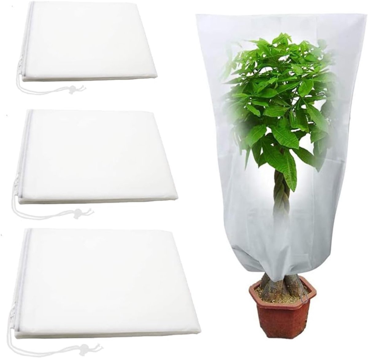 4Pcs Plant Frost Protection Cover - Winter Drawstring Plant Covers - 120*80cm - Warm Plant Protection Cover Bags - Winter Garden Plant Frost Protection Covers - Plant Fleece Jacket voor Antivries - Stof - Insecten