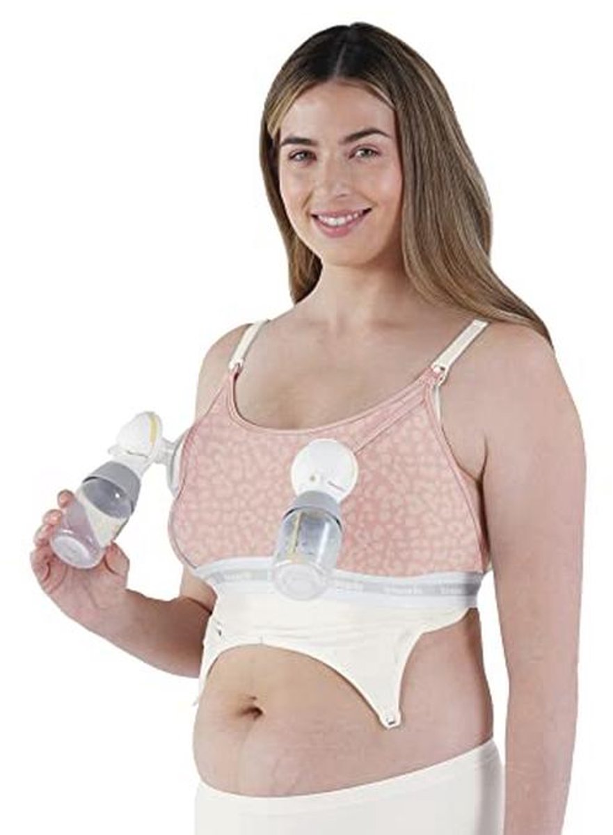 Duurzame handsfree pompaccessoire met clip voor voedingsbeha | roze luipaard | XL