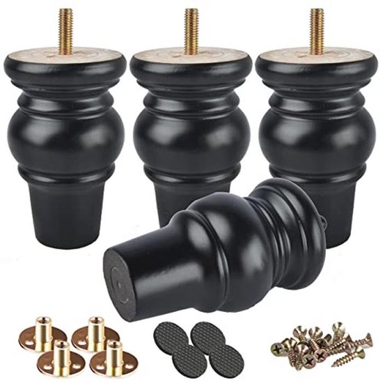 Murtenze 4 stuks 4 inch kunststof meubelpoten, M10 meubelpoten taps toelopende meubelpoten met bouten voor sofa dressoir kast stoel bed salontafel