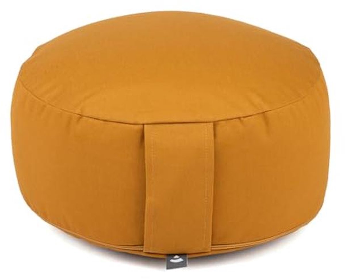 Rond Meditatiekussen Eco Serie - Yogakussen met Afneembare Katoenen Hoes, 20 cm Hoog, Honinggeel