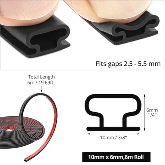 CTRICALVER U-vorm Deurrandbescherming Voor Auto – 10 Meter Transparant PVC, Kras- En Stootvast, Met Dubbelzijdig Plakband 1 miniatura