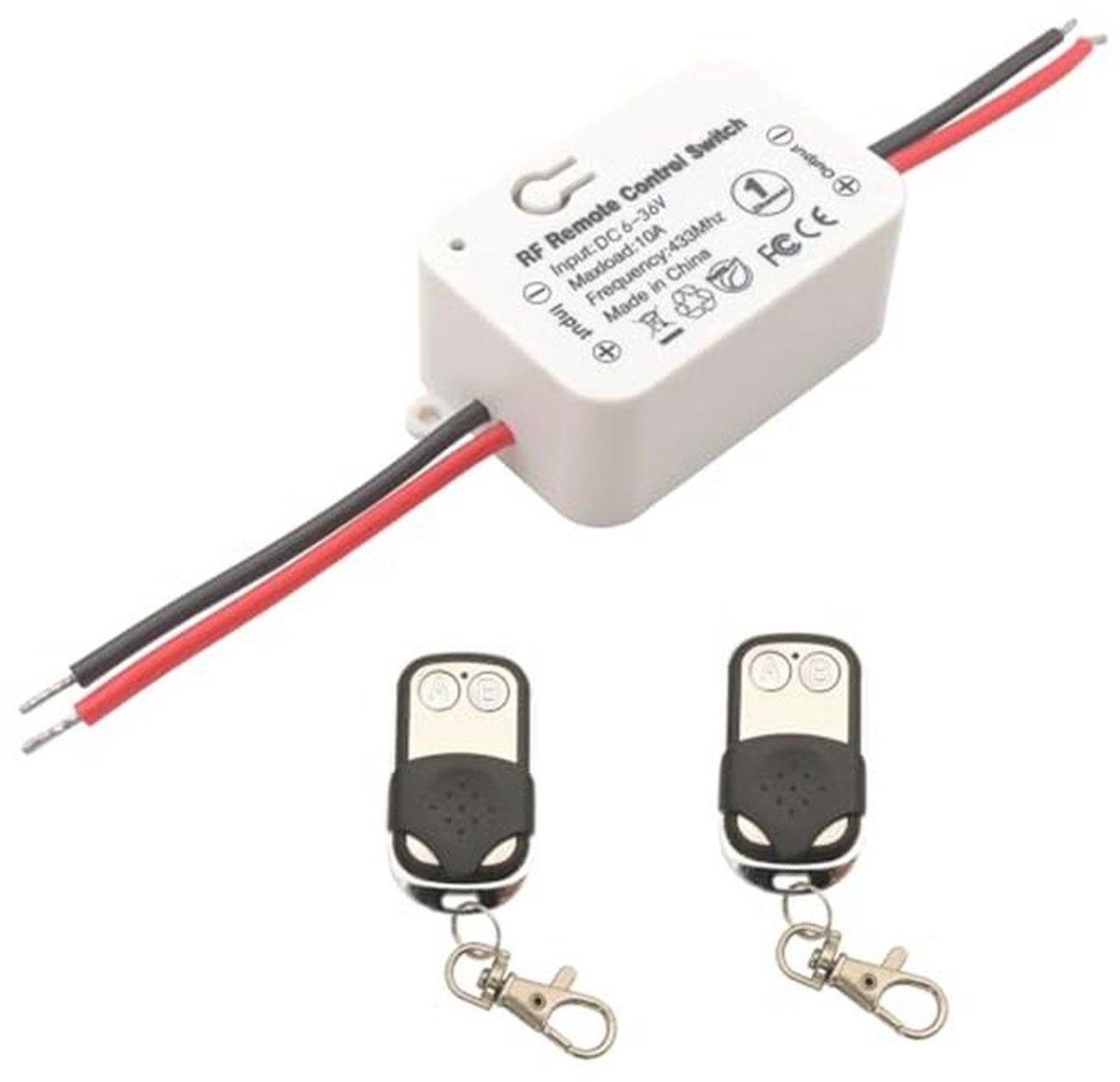 Universele Draadloze Afstandsbediening Schakelaar 433MHz - DC 12V 24V 1CH RF Relais Ontvanger met 2 Transmitters