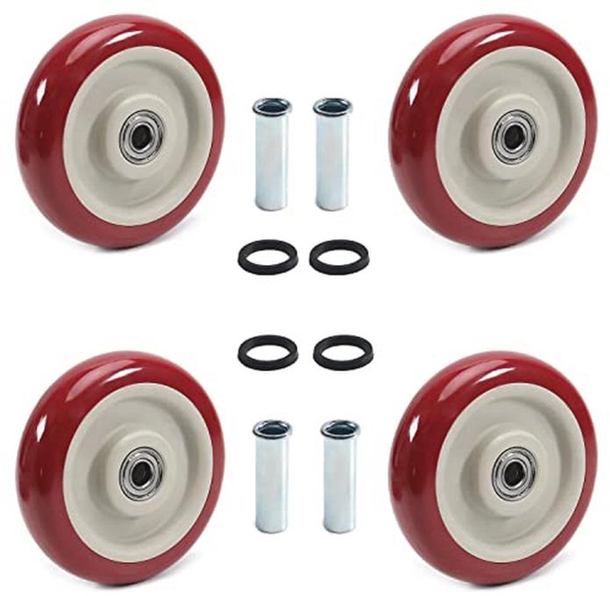 4 Stuks 5 Inch PU Caster Wielen voor Platform Trucks en Meubels - Belastbaarheid tot 350 lbs