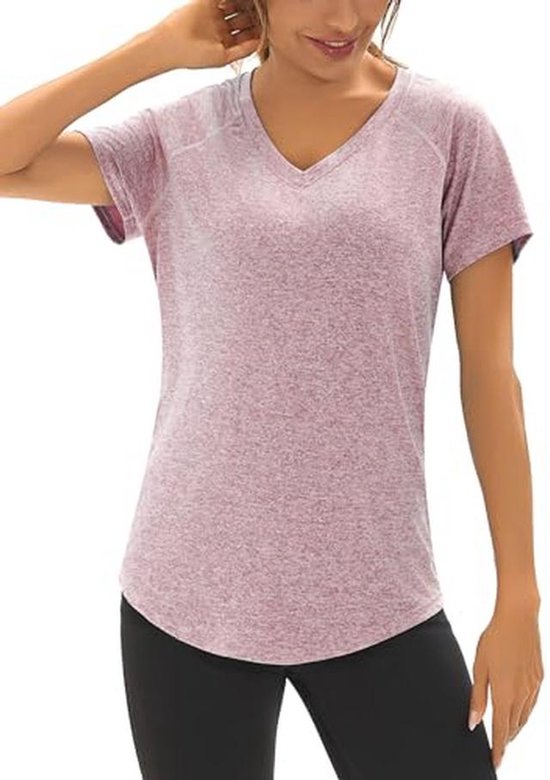 Sportshirt Dames - Lang T-shirt Korte Mouwen Kreukvrij Sneldrogend voor Yoga en Wandelen — afbeelding 3