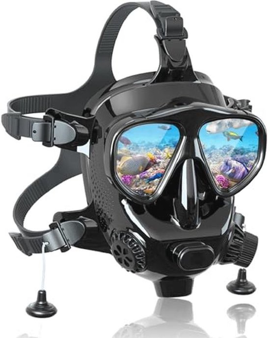 Masque de Plongée à Visage Complet avec Fixation pour Caméra - Vision Panorama 180° et Anti-Buée