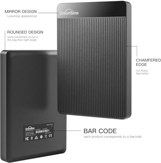 UnionSine Externe Harde Schijf 320GB Ultra Slim Draagbare Harde Schijf USB 3.0 HDD Opslag Compatibel voor PC, Mac, Laptop, Xbox, Xbox One, PS4 (Zwart) HD-006 — afbeelding 4