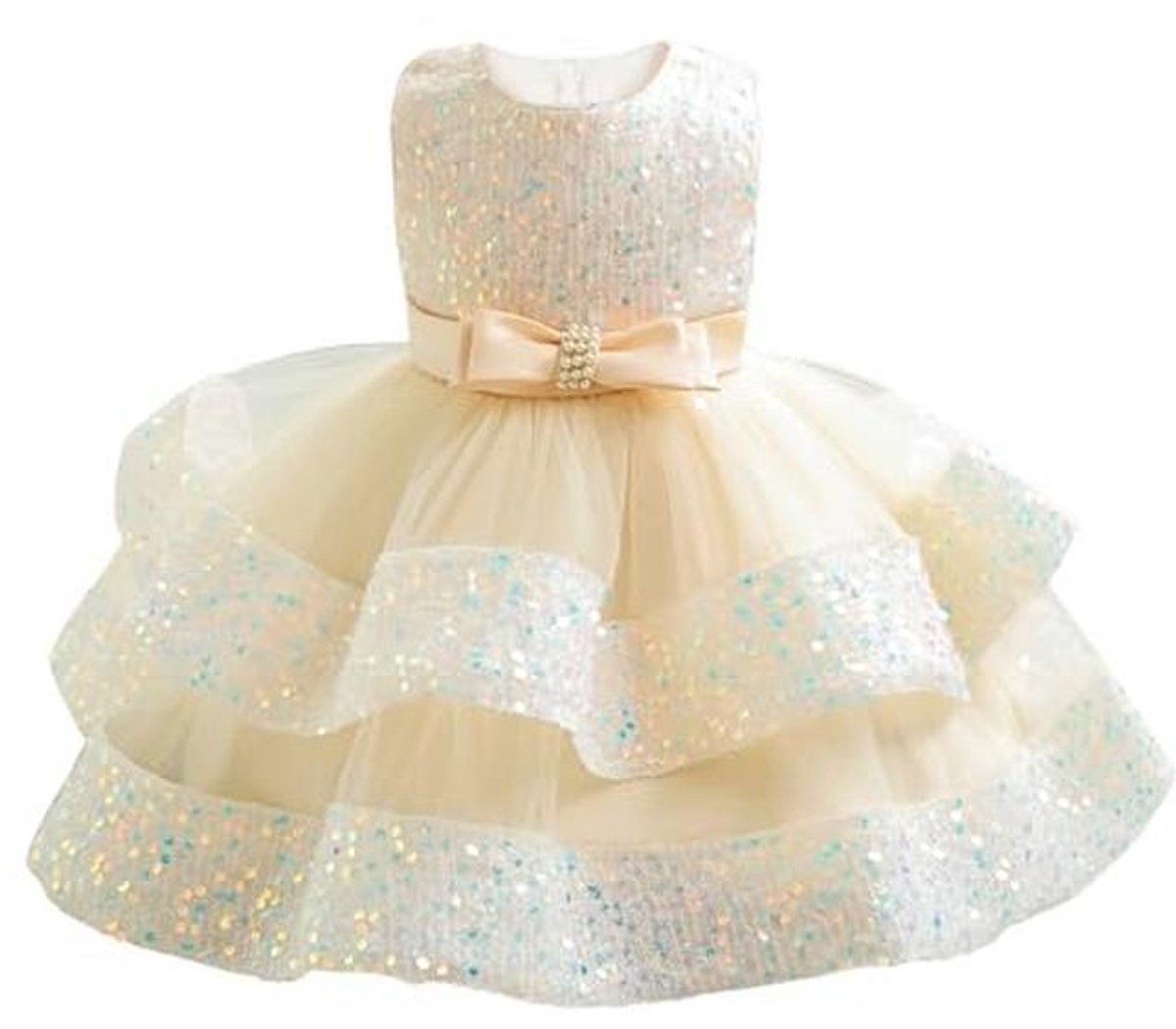Mouwloze Prinsessenjurk voor Babymeisjes - Tule, Pailletten en Elegante Details voor Feestelijke Gelegenheden