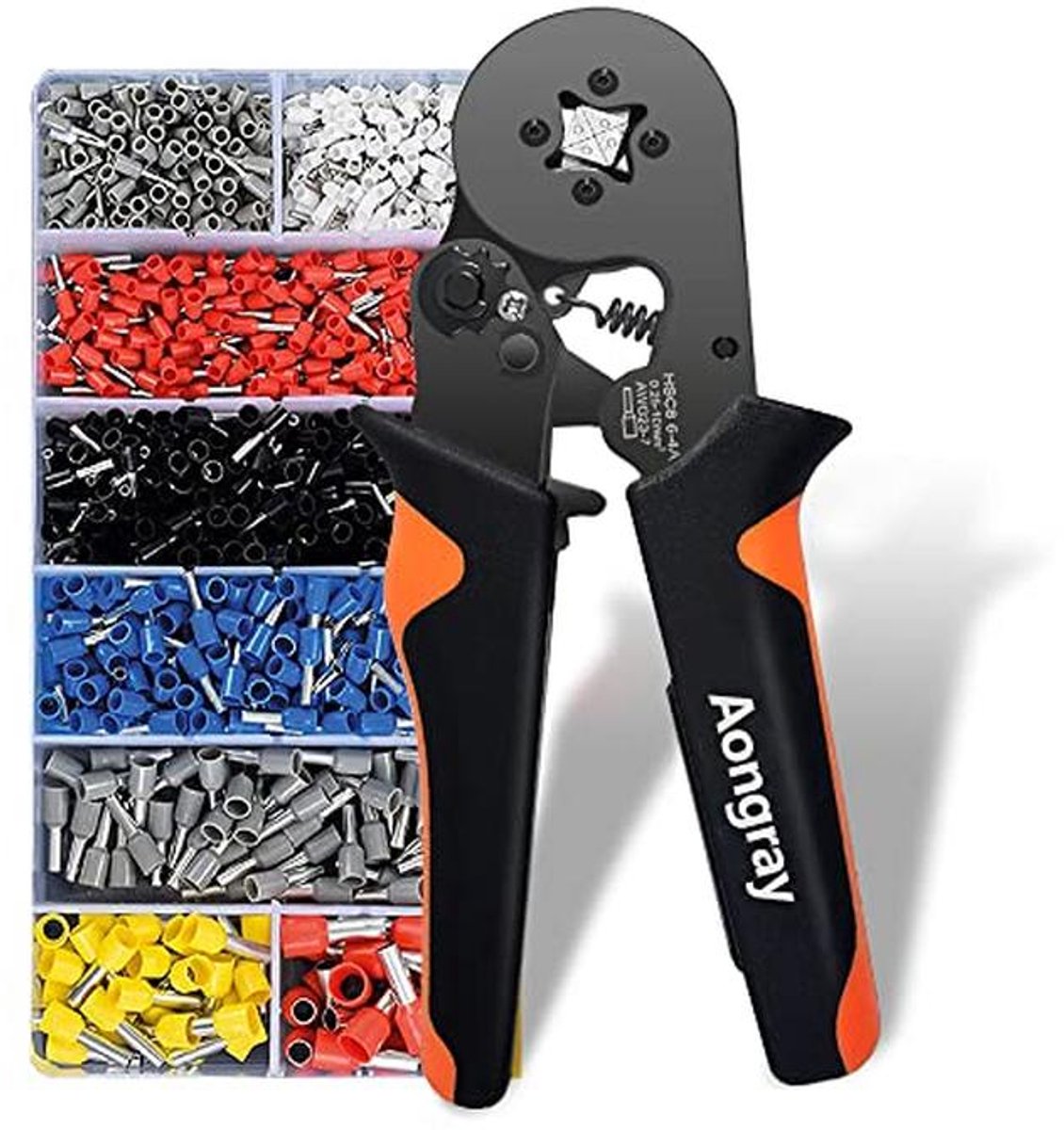 Zelfverstelbare Ratchet Krimptang Set met 1200 Terminal Connectors en Ferrules