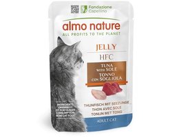 Almo Nature HFC Jelly - Natte Kattenvoeding voor Katten - Tonijn en Tong - Human Grade, Glutenvrij - 55g, Pak van 24