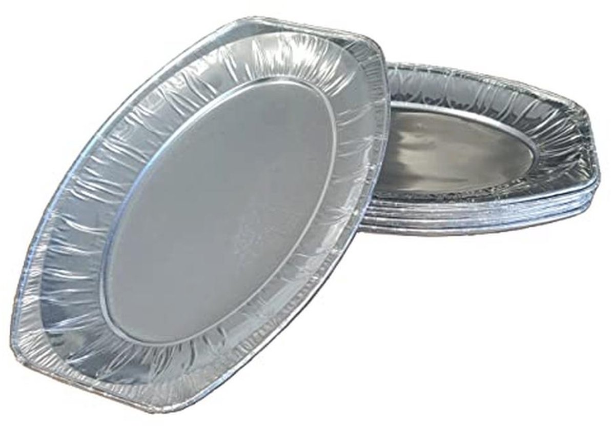 Set van 10 ovale aluminium dienbladen voor gebak en buffets