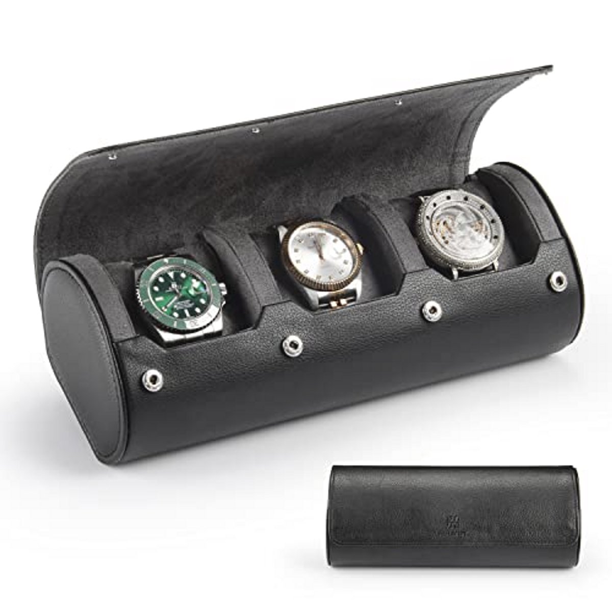 Horloge Travel Case voor Mannen en Vrouwen - 3 Slot Horloge Box Organizer en Display - Draagbare Horloge Opslag voor Horloges en Smart Horloges tot 50 mm