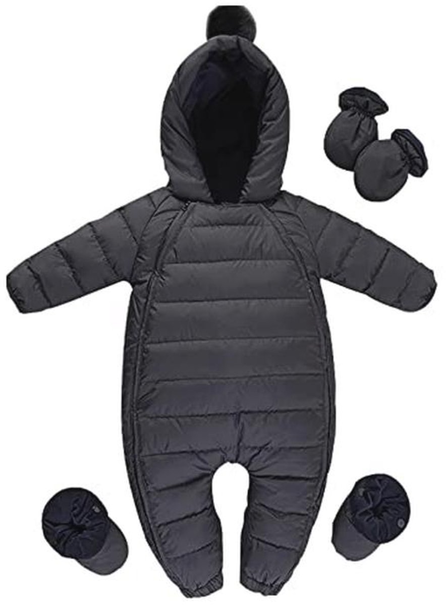 Eendelige babyoverall met capuchon voor jongens en meisjes, sneeuwpak voor 3-24 maanden