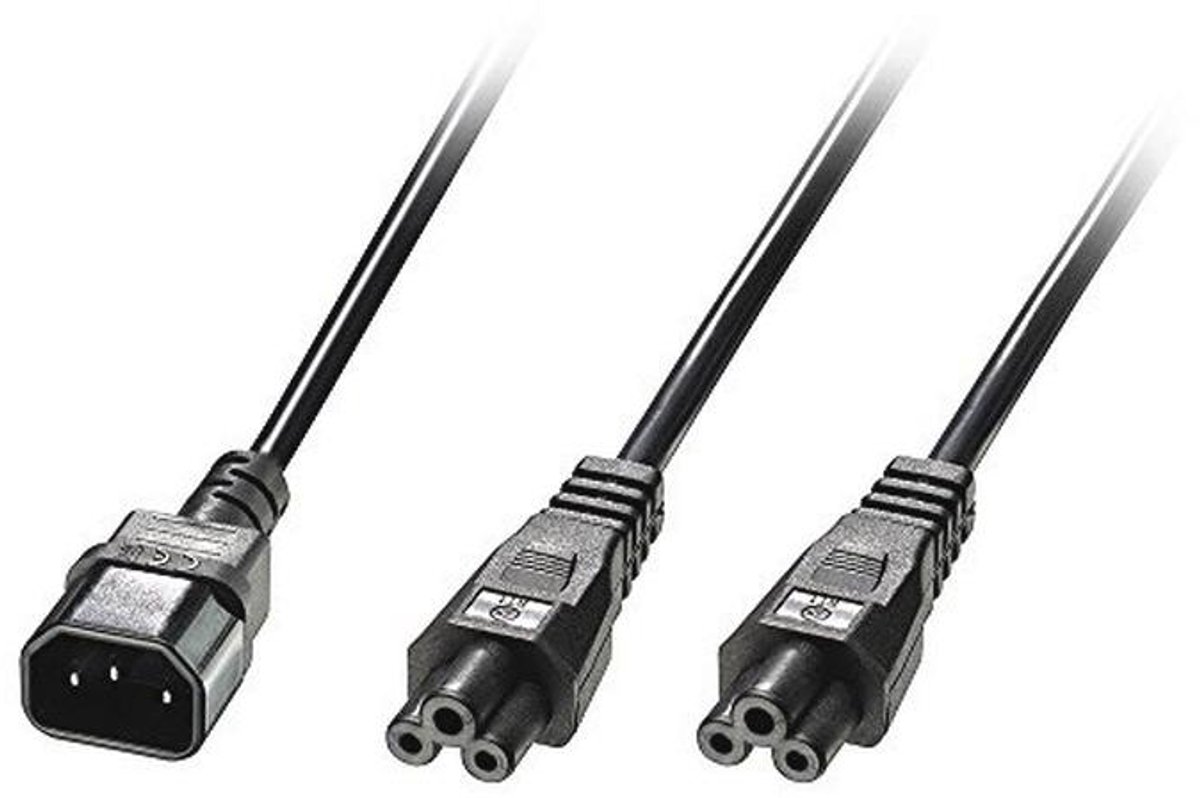 2,5m IEC C14 naar 2X IEC C5 Y-voedingskabel